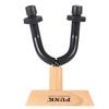 Guitar Wall Mount Hanger Metal Rack Hook W/ Rubber Sheath Wooden Base for Guitar Bass Violin