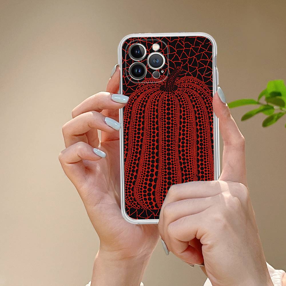 Yayoi Kusama Pumpkin Flower Art Phone Case For IPhone 17 16 15 Plus 14 13 Mini 12 11 Pro Max Soft Shell Cover