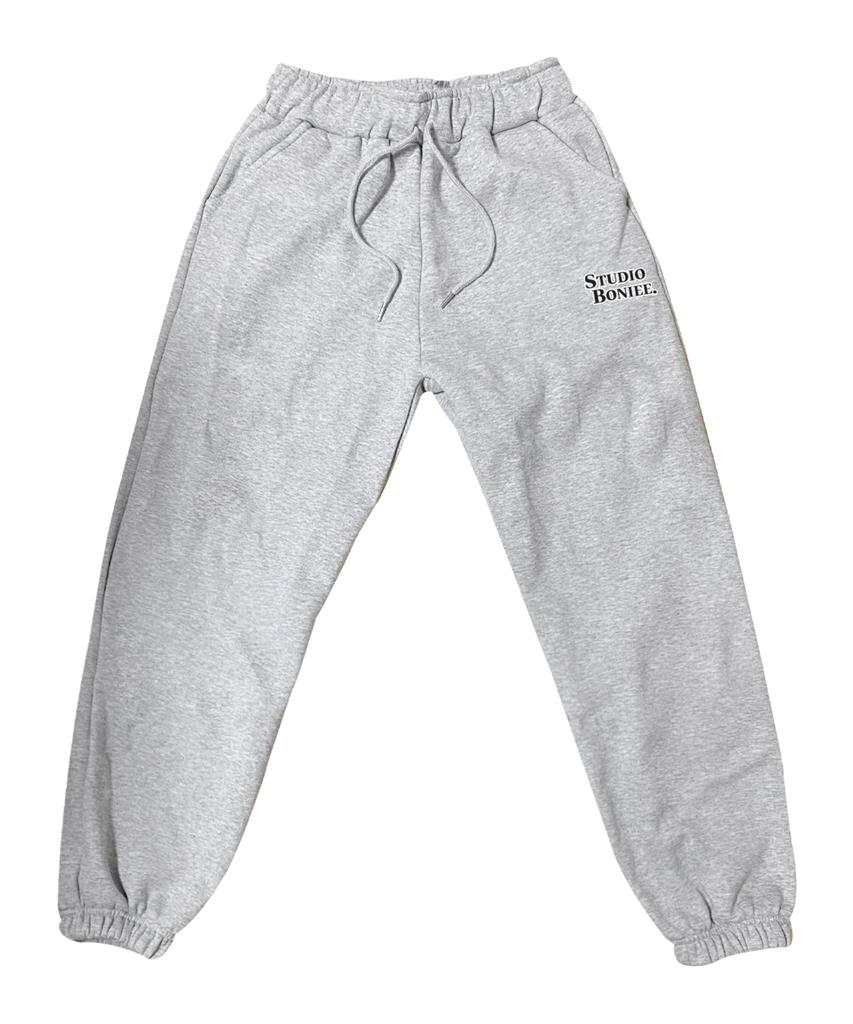 BONIEE [Fleece Lined] Small Typo Jogger Elastic Pants Gray