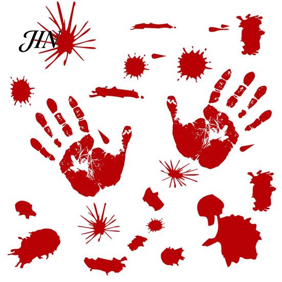 PVC Wall Decal Halloween Blood Handprints/Footprints Stickers, Removable Decals, Spooky Waterproof Damage-free Window DIY Decoration for Living