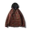 American Vintage Plaid Shirts Cotton-padded Jacket Outerwear Men's Winter Quilted Cargo Jacket Foreign Trade Men's Hood Shirt