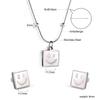 Stainless steel jewelry set niche design square white shell butterfly earrings necklace two-piece set