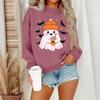 Women's Casual Fashion Round Neck Long Sleeve Halloween Printed Sweatshirt