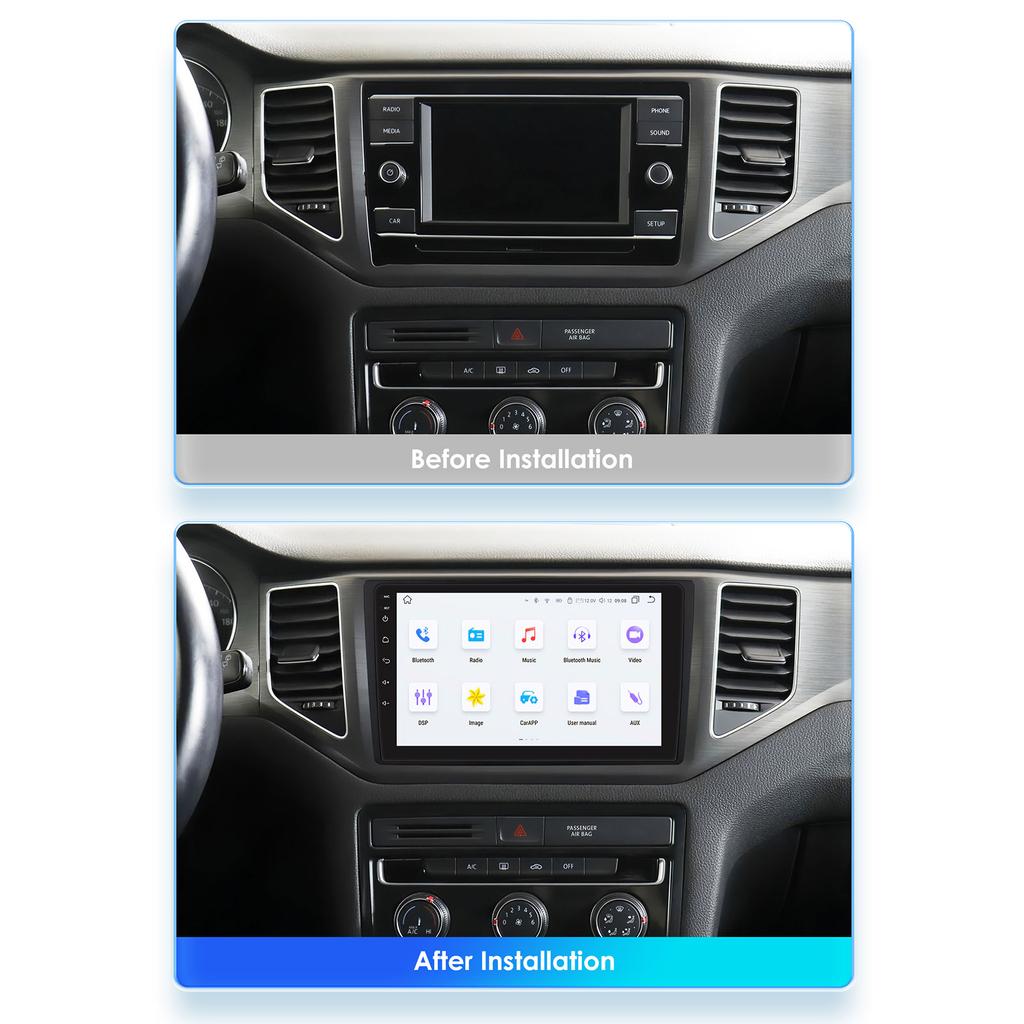 Hizpo 9'' QLED Screen Carplay 4G 2Din Android13 Car Radio for For VW MQB Polo Plus T-Cross Zoals T-Kruis T-Roc Tharu Sagitar Intelligent Autoradio