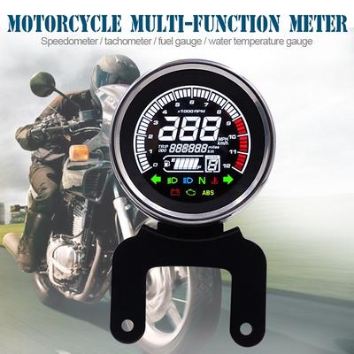Multifunktionell Motorcykeltachometer Mätare LED Bakgrundsbelysning LCD Motorcykel Hastighetsmätare Digital Nivå