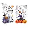 Halloween Static Window Clings 2Pcs Watercolor Clings, Ghost Witch Pumpkin Black Cat Bat Decals, No-Glue Wall Stickers Removable Glass Stickers,