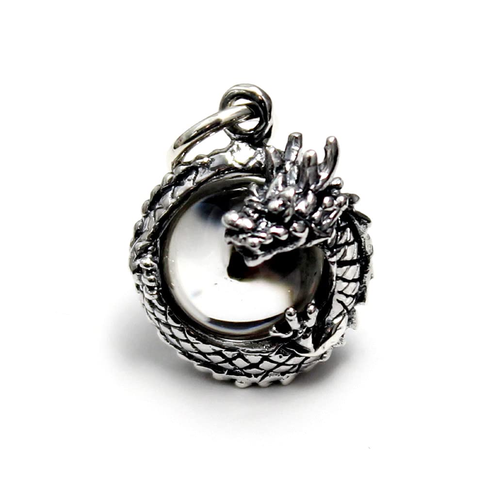 Dragon Crystal for Men and Women Pendant, Silver,
