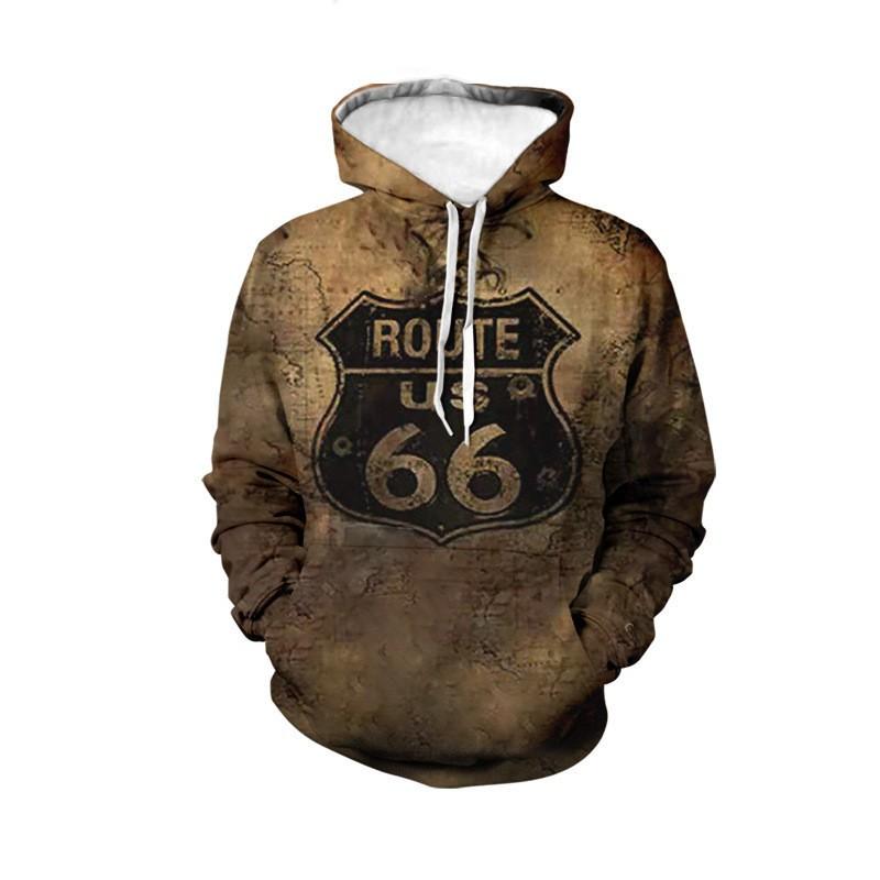New Men's Autumn and Winter Hooded Sweatshirt 3D Printing 66 Letters Casual Sweatshirt Fashion Top