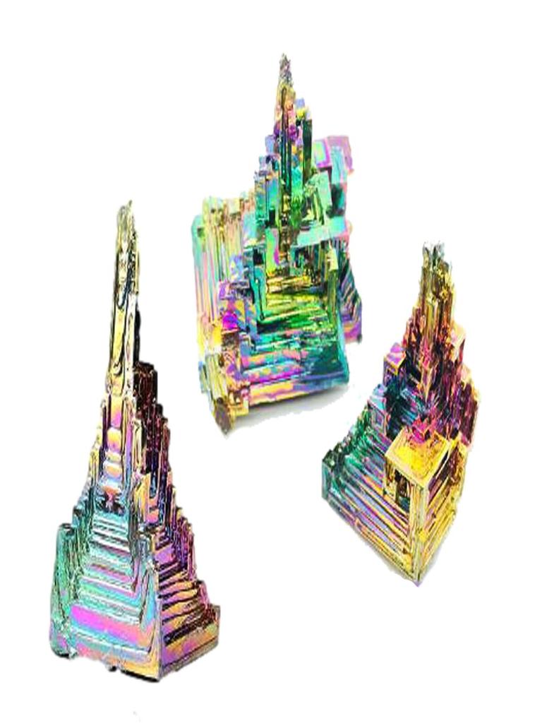 Bismuth Artificial Crystal Ore Set of 3 Metal Mineral Specimen Research Power Stone X 3 S.fields.inc (50g Pieces)