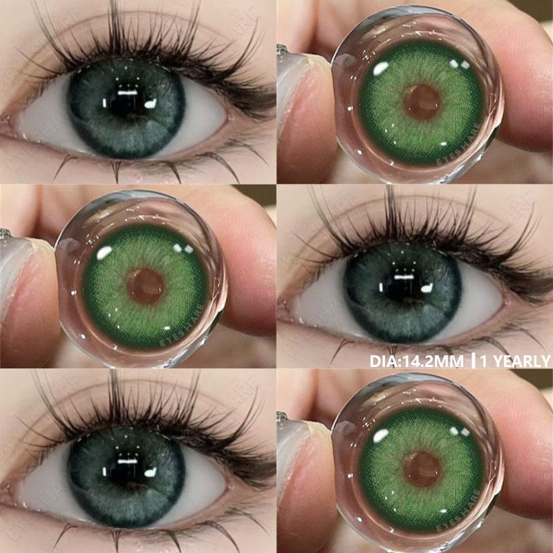 Eyeshare 1Pair Color Contact Lenses for Eyes Natural Blue Colored Pupils Green Eye Color Lens Gray Contacts Brown Lenses Yearly