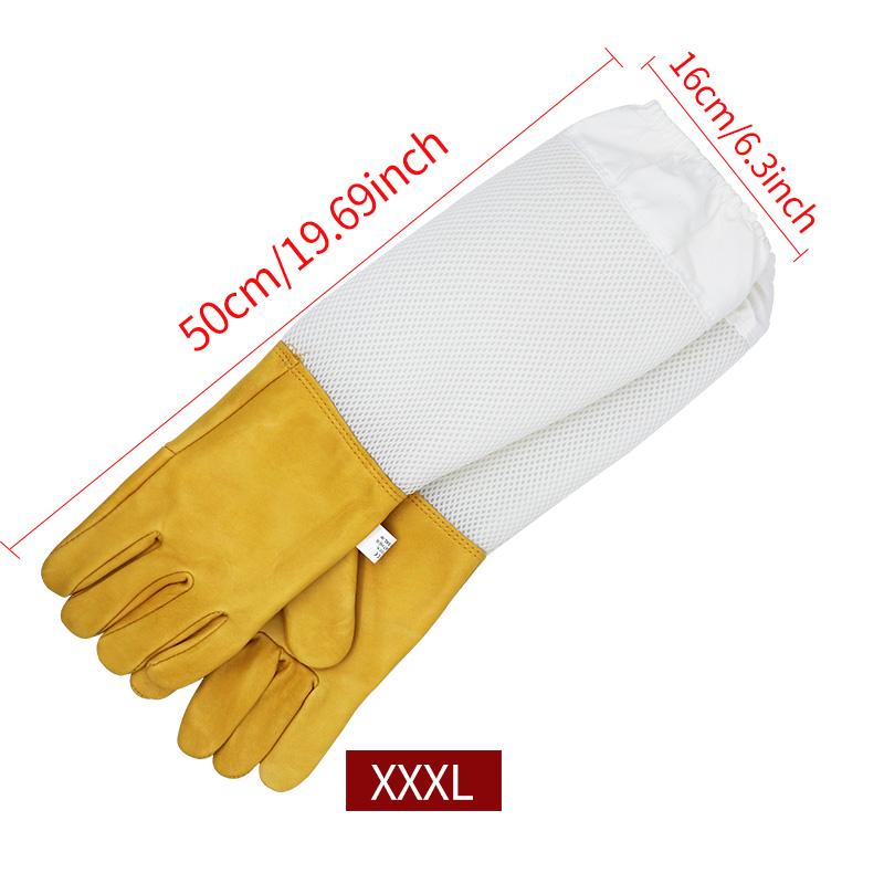 Beekeeping Gloves Protective Sleeves Breathable Yellow Mesh White Sheepskin and Cloth for Apiculture Beekeeping Gloves