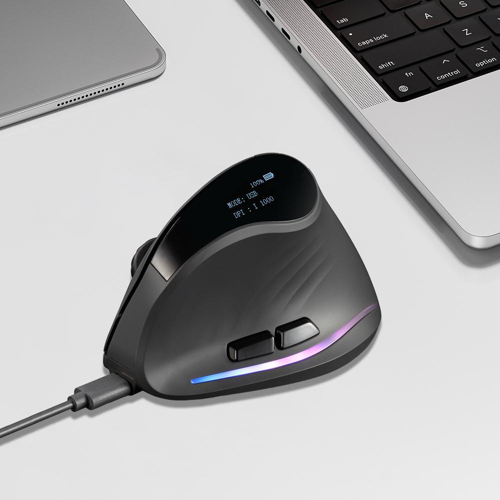 Wireless Bluetooth-Compatible Mouse Tri-Mode BT+2.4GHz+Wired Wireless Vertical Ergonomic Optical Mouse for PC Laptop Windows