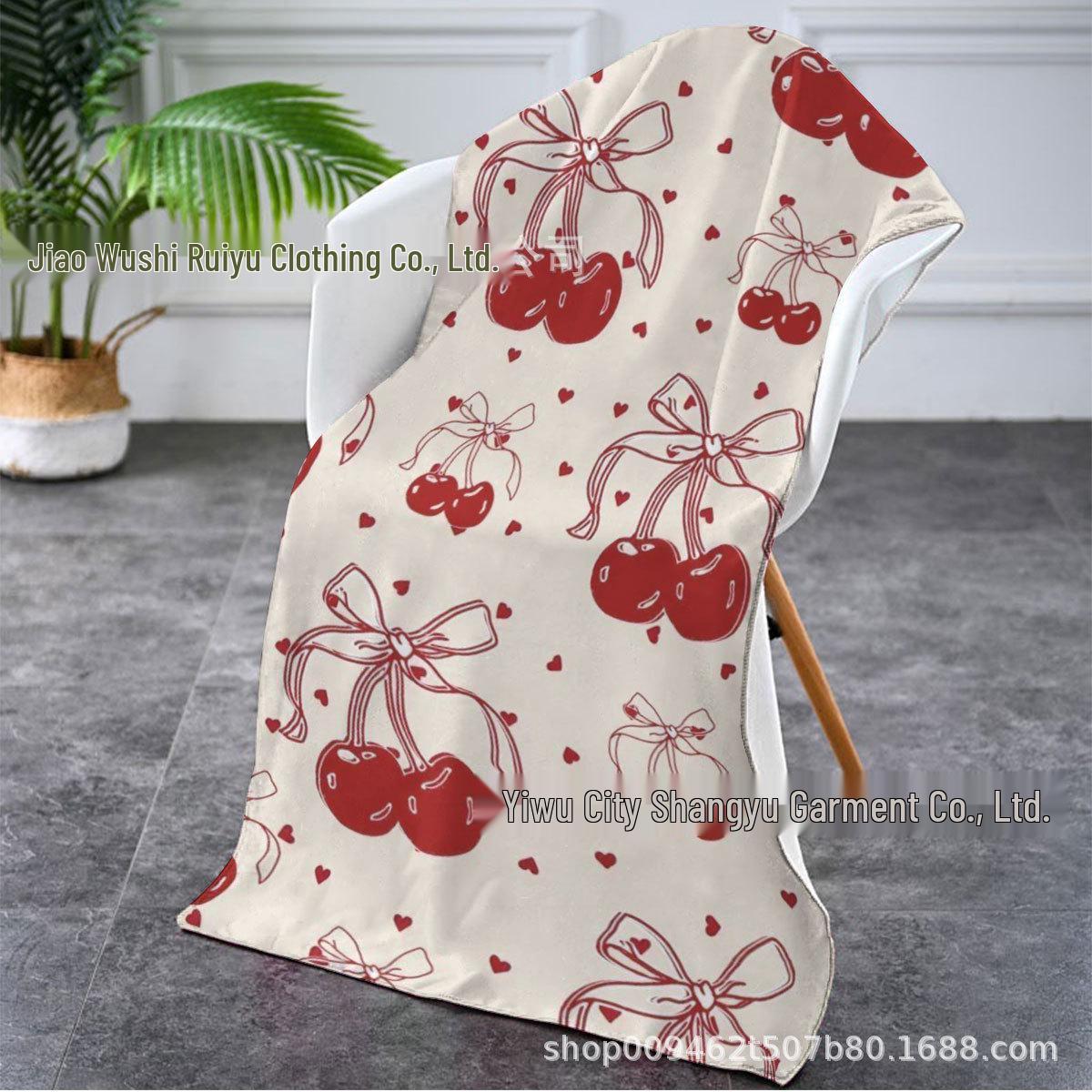 Temu Bow Cherry Heart Quick-Dry Microfiber Beach Towel 70x140 cm