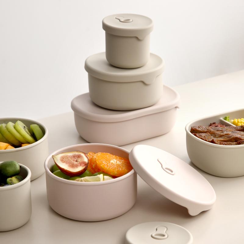 700ML 250ML Rund Silikon Matboks Kjøleskap Matoppbevaringsboks Mikrobølgeovn Oppvaskmaskinsikker Matbeholder med Lokk