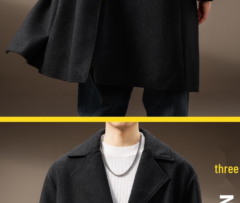 Men's Mid-Length High-Grade Double-Faced Wool Business Coat - Thick, Warm, and Fashionable for Winter