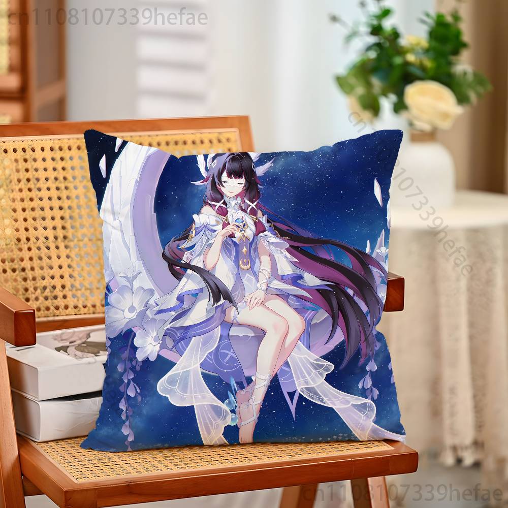 Genshin Impact Columbina Pillow Case Plush Pillow Cases Home Decoration Pillow Cover for Sofa Bed Chair Living Room