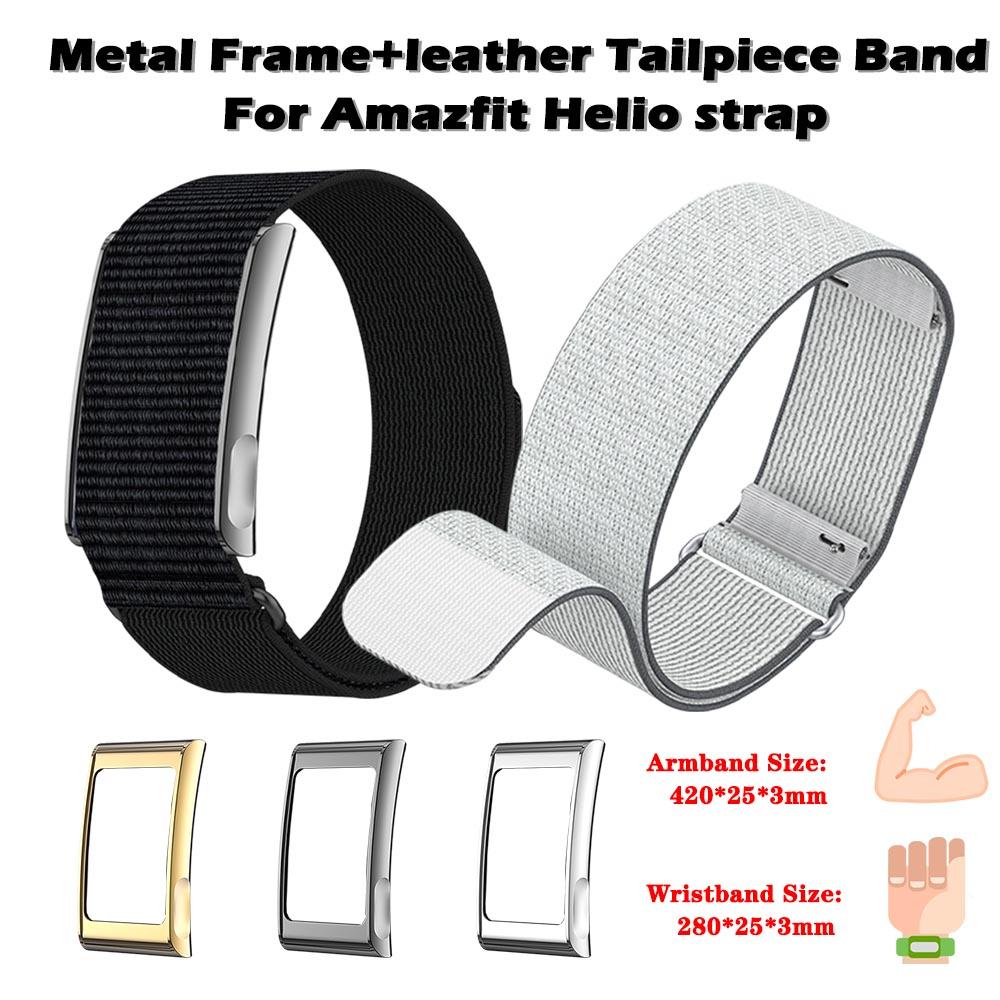 Metallrahmen + Nylonband für Amazfit Helio Armband Armband Bizeps Sport Ersatz Zubehör für Amazfit Helio Armband