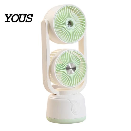Travel Fan with Mist Misting Cooling Fan, Portable USB Handheld Water Three Speed Spray, Desktop Mini for Office Home, Personal Humidifier