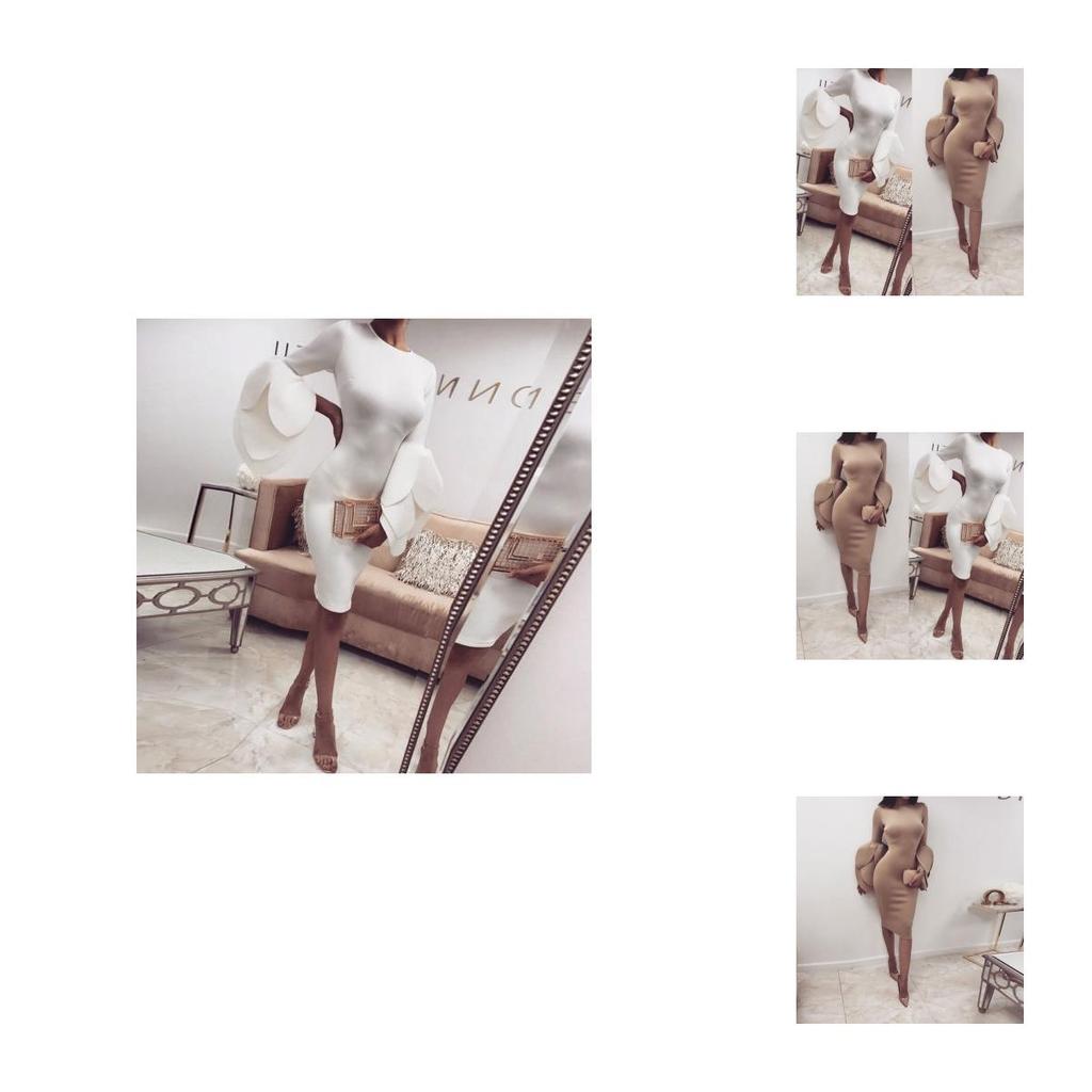 Elegant Us Women's Long Petals Sleeve Bodycon Casual Party Evening Cocktail Mini Dress For Effortless Style