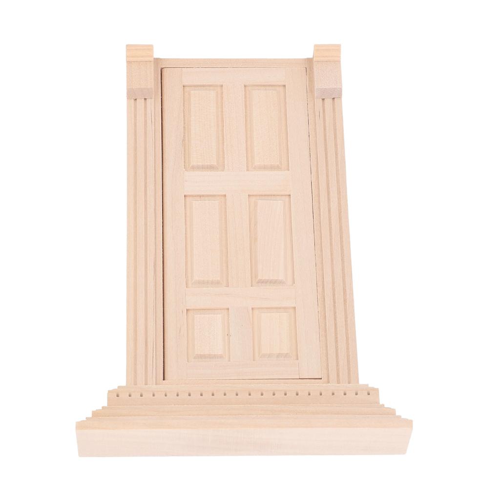 1:12 Dollhouse Miniature Wooden Door Panel 6 Grid Door Frame Unpainted Furniture Doll House Accessories