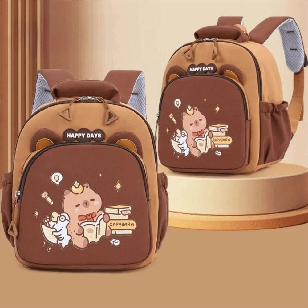 Cartoon Capybara Kindergarten Backpack Lightweight Children School Bag  Girls