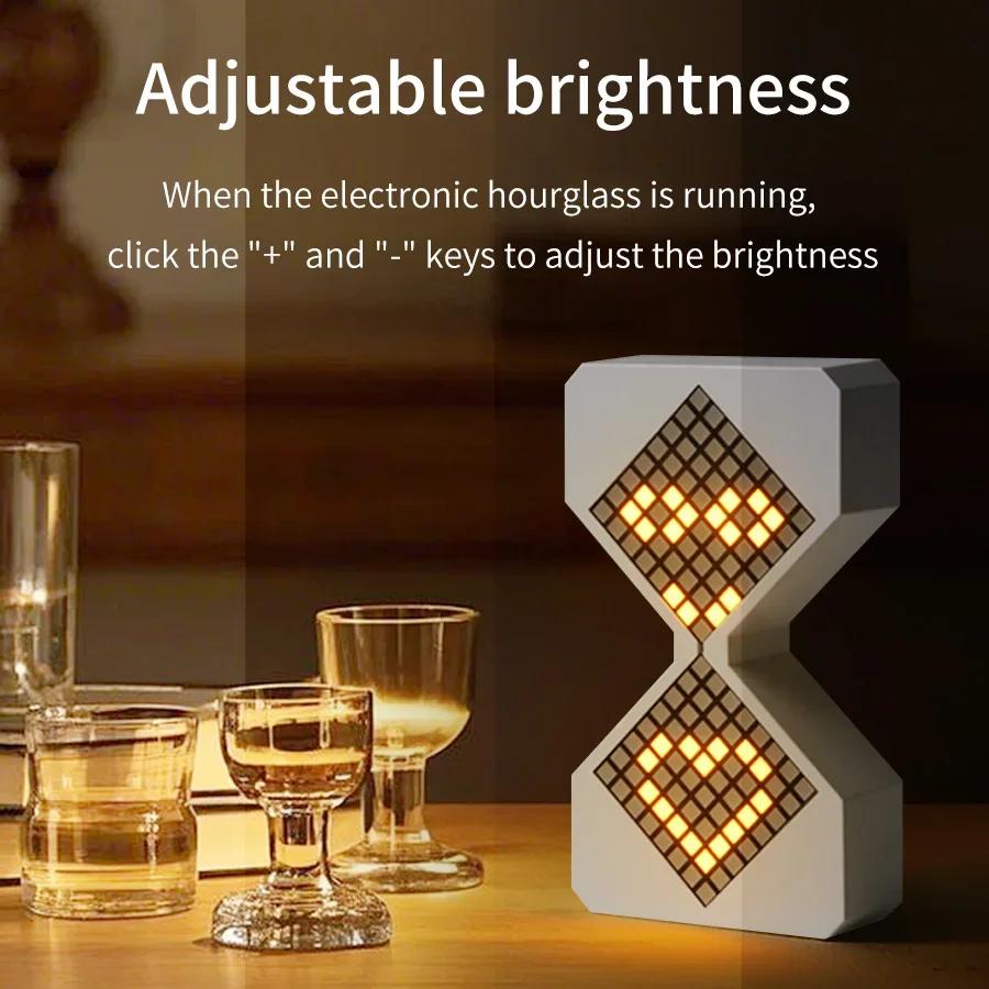 Creative 3D Hourglass LED Night Light with Electronic Timer Type-C Rechargeable Ambient Light for Bedroom Home Office Desk Decor