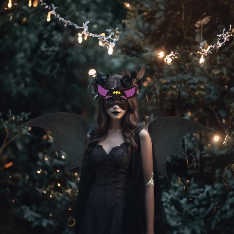 Halloween Bat Dress up Costume Accessories for Adult Kids, Including Bat Wing, Bat Mask