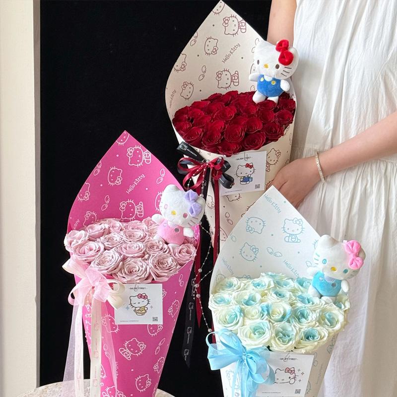 10pcs Gift Wrap Paper Crafts Gifts HelloKitty Cartoon Wrapping Sheets for DIY Patterned