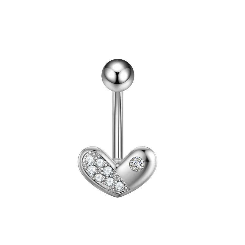 Fashion Belly Button Rings Simple Stainless Steel Heart Navel Piercing Barbell For Women Sexy Body Piercing Jewelry Gifts