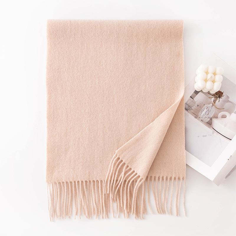 Wool Scarf Women's Autumn and Winter New Mocha Gray Solid Color Wool Men's Versatile High Quality Warm Scarf