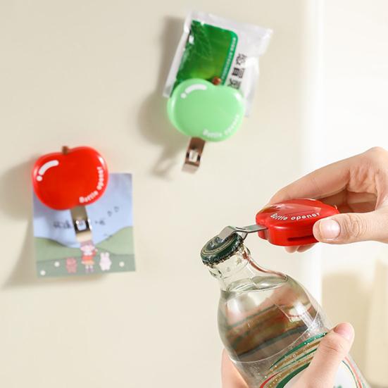 Apple-Shaped Magnetic Bottle Opener & & Beer Bottles Clip for Medicine Vials Can Opener Refrigerator Magnet