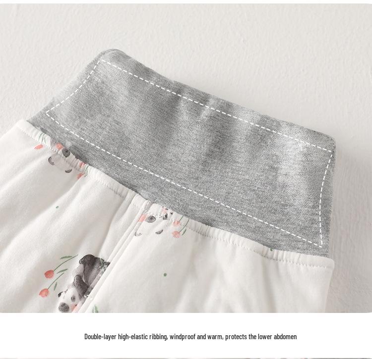 Baby Quilted Warm Set: High-Waist Belly Protection Cotton Pajamas for Autumn/Winter