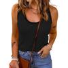 IHUASU Women's Fashion Casual Solid Color Print U-Neck Sleeveless Blouses & Shirts