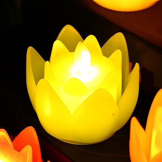 6 Pcs Diwali LED Lotus Candles Flameless Lotus Tea Light Battery Operated Flickering Buddhist Lamp for Home Desktop Centerpiece