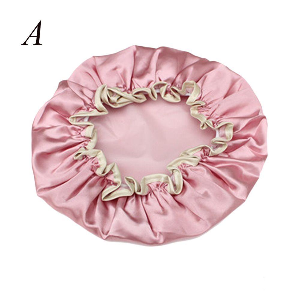 

Women girls Colorful Thick Bathroom Accessories Hair Cover Bath Shower Caps Shower Satin Hats рожевий