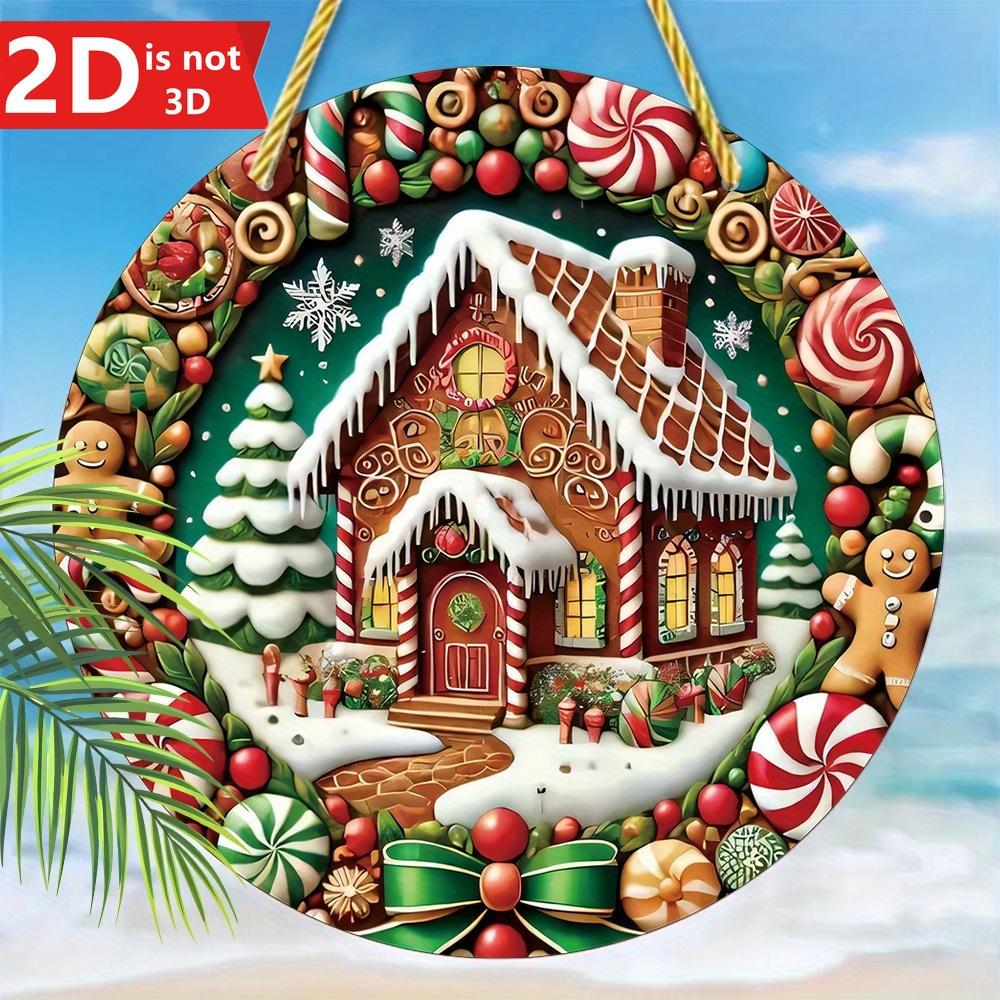 

2D Gingerbread House Acrylic Pendant. Elegant holiday decor for doors, yards & balconies. чистый