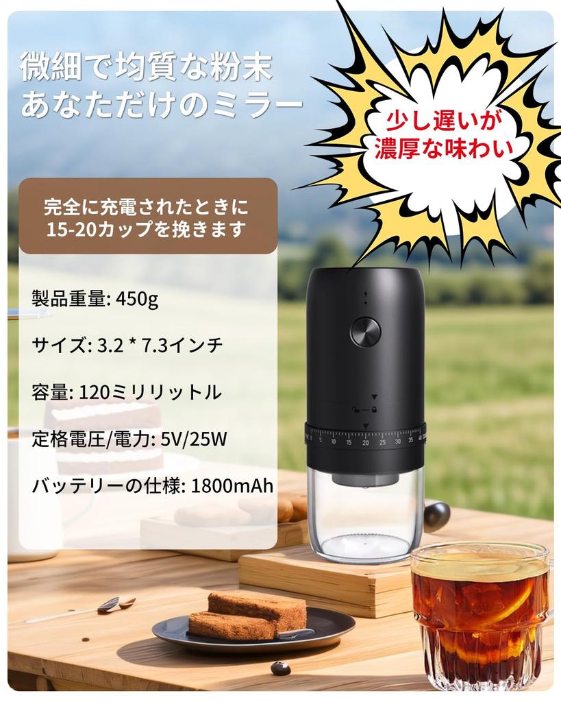 CIRCLE JOY Electric Coffee Grinder, Low-Speed Grinding, Heat-Free Ceramic Grinding Core, Portable Rechargeable Propeller Grinder for Coffee