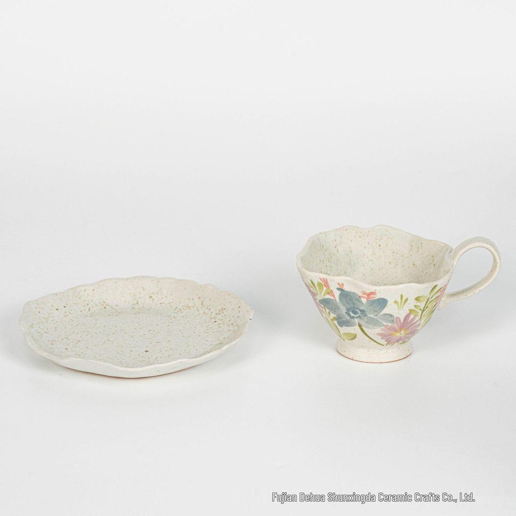 Exquisite Retro Floral Coffee Cup & Saucer Set for Office or Home