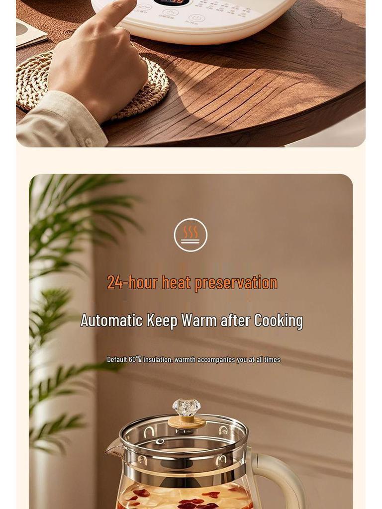 Oală de sănătate Ceainic electric din sticlă izolată