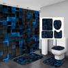 4Pcs Waterproof Shower Curtain Set Bathroom Curtain with Entrance Doormat Toilet Seat Cover Rug Anti-Slip Floor Mat Bath Decor