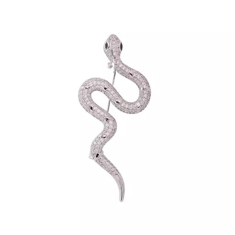Snake-shaped Brooch, High-end Women's Light Luxury, Full Diamond, Niche Design Sense Animal Brooch
