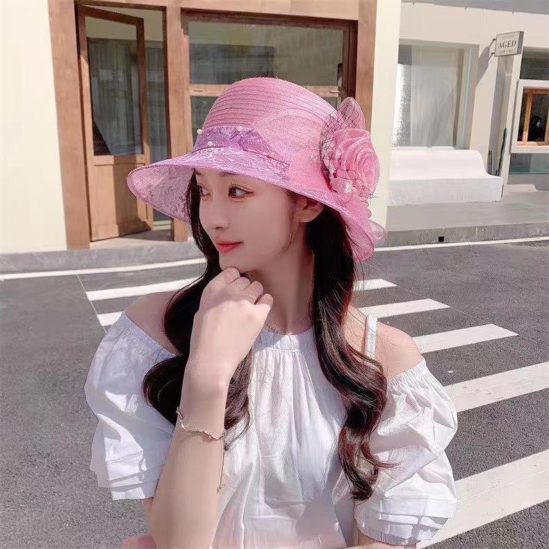 Easter Flower Sun Hat - Ultra-Lightweight, Wide Brim, Sunshade Design for Women - Perfect for Outdoor Seaside Vacations, Spring and Summer Seasons