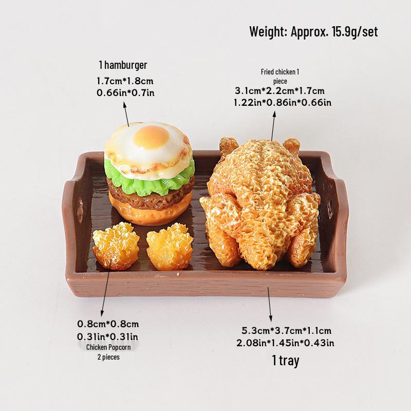 

Mini Dollhouse Fried Chicken Tray Ornament - DIY Hamburger Scene with Chicken Leg Accessories