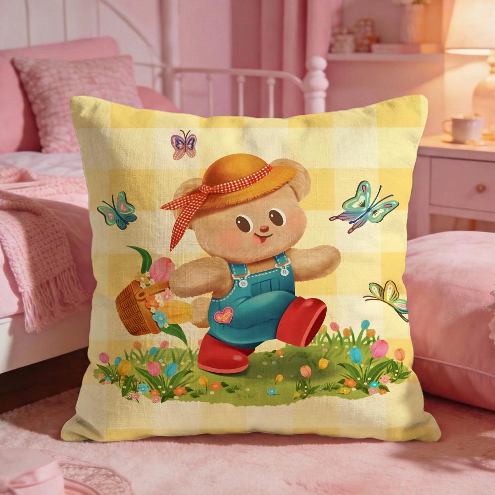 Butter BBears Cute Cushion Cover Premium Comfort Reversible Pillow Cove Two In One Design For Any Room  Car Interior