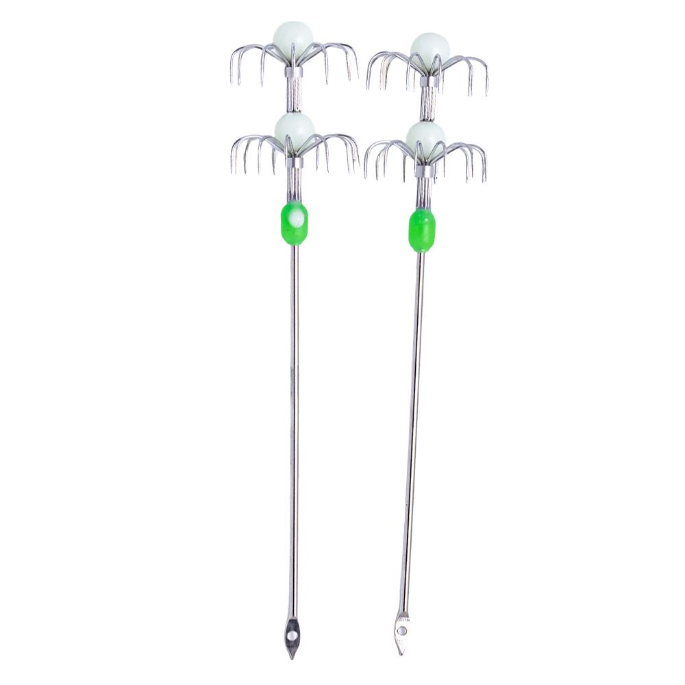 2Pcs Double/Single Layer Squid Live Shrimp Hook Luminously Squid Hook Octopuses Fishing Hook for Outdoor Fishing