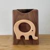 1pcs Solid Wood Pen Holder, Office Desktop Stationery Storage Box, Creative Wooden Pen Holder