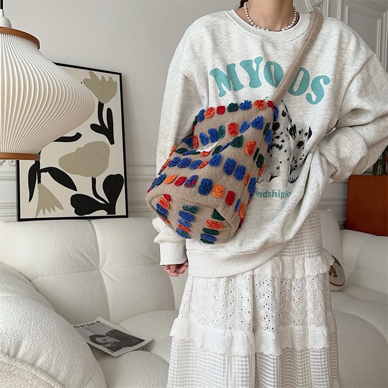 Plüsch-Beuteltasche, Damentasche, Umhängetasche, tragbare Umhängetasche, Einkaufs-Aufbewahrungstasche