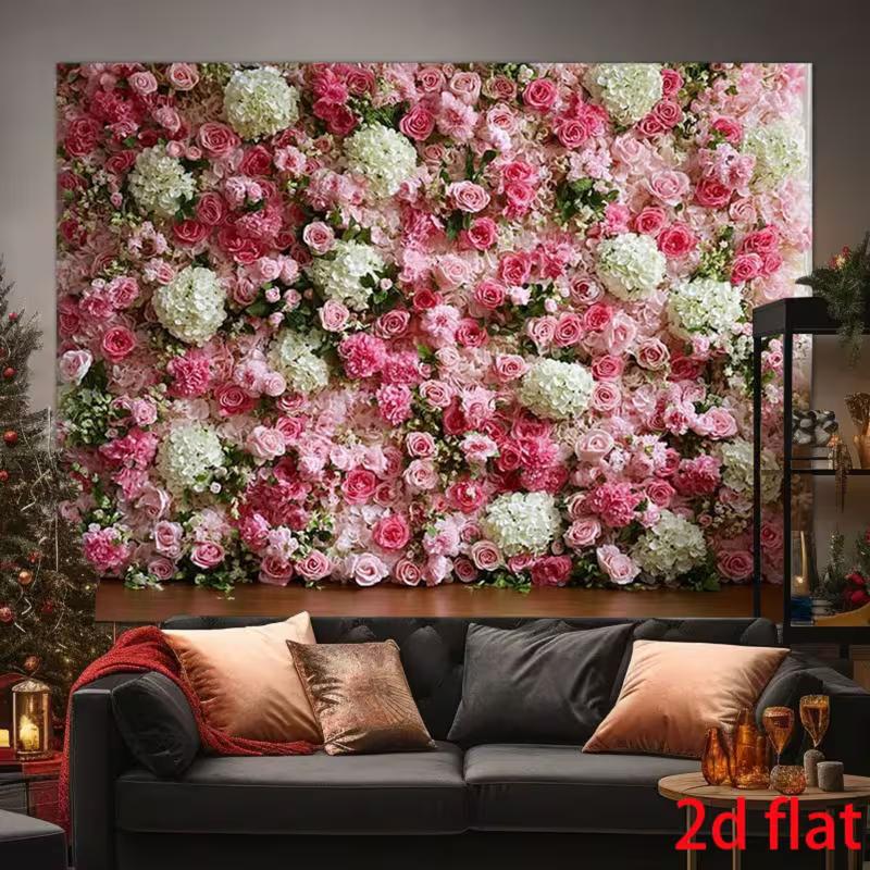 2D Pinke Rose & Hortensie Blumenwand Foto Hintergrund für Hochzeit und Braut Fotoshooting