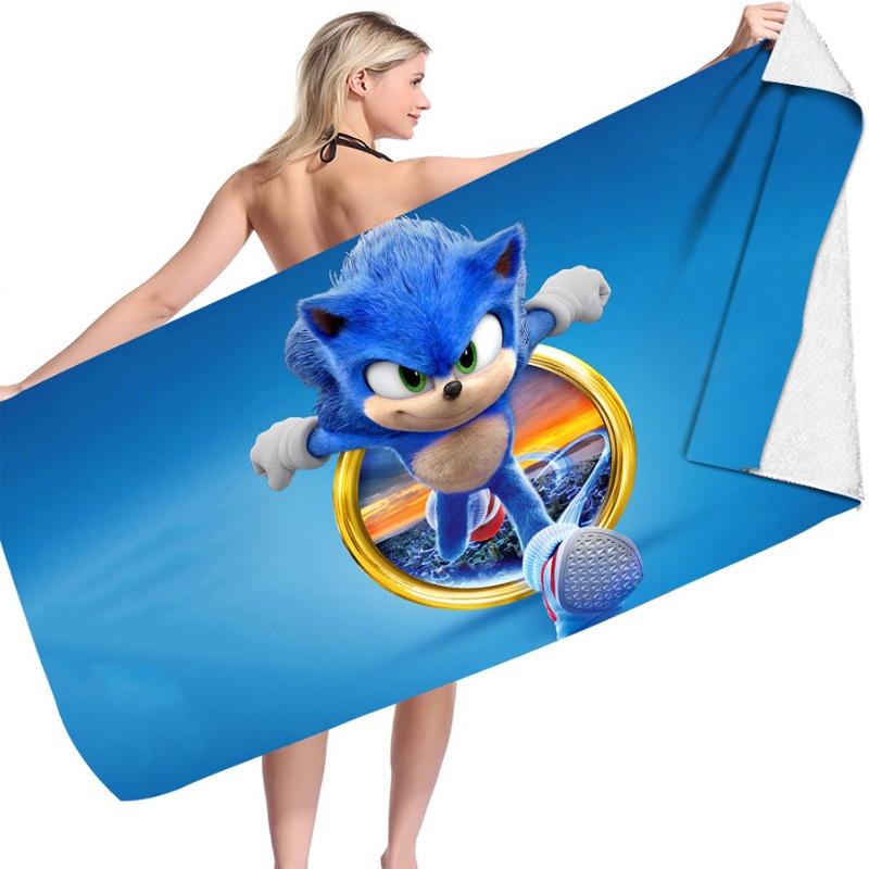 Sonic Beach Towel Microfiber Bath Towel For Kids And Adults Soft And Cozy With Eye-catching Design