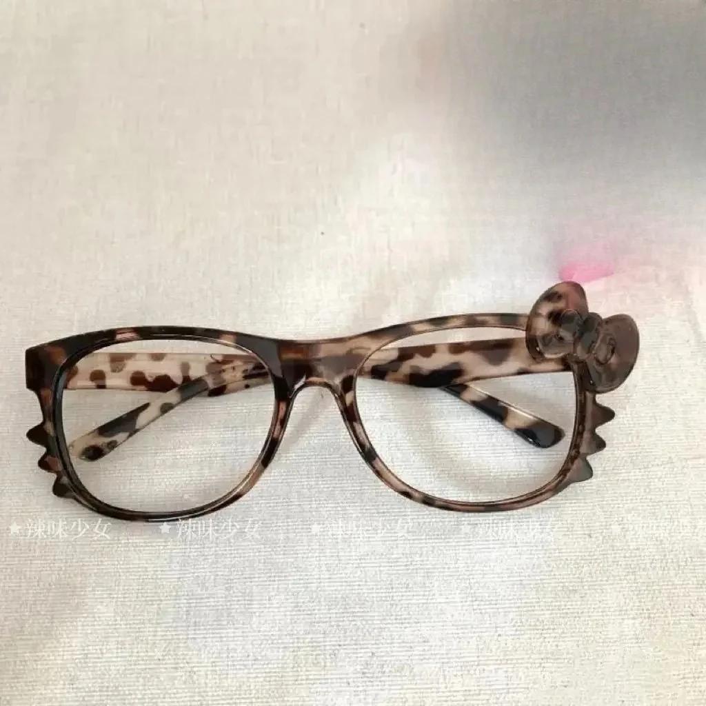 Vintage Leopard Eyeglasses Frame Retro Y2k Eyeglass Frames Anime Cosplay Decorative Accessories Without Lenses Fashion Girls Gifts